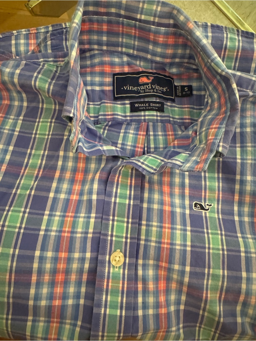 Vineyard Vines Blue, Green & Pink Plaid Button-Down Shirt